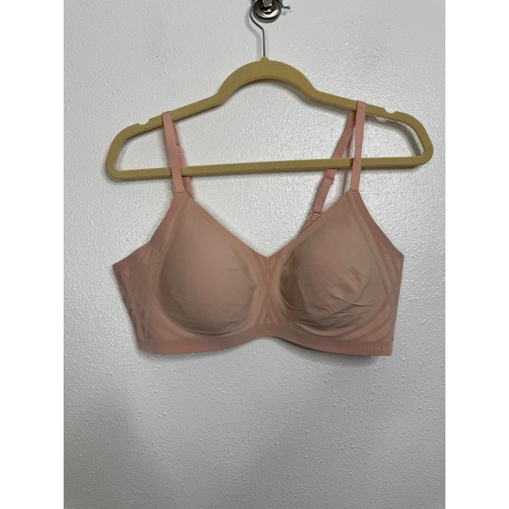 Honeylove Silhouette Bra Peach Nude Seamless Wire-Free LWBRO201 Womens Large